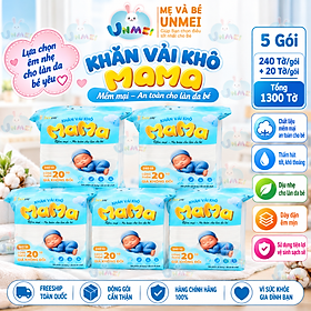 Combo 5 bịch khăn vải khô đa năng Mama (bịch 240 tờ)