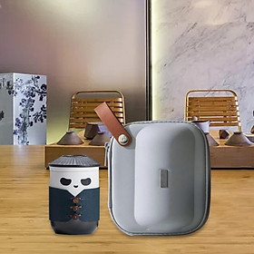 Travel Tea Set Chinese Ceramic Kung Fu Teapot with Bag Cute 300ml Portable Porcelain Tea Mug Panda Cup for Home Travel Picnic Tea Lovers