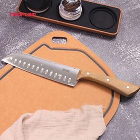 Dao cán gỗ lưỡi thép không gỉ iMat. Lưỡi thép iNox 5CR15 sắc bén, bền bỉ. Cán gỗ tự nhiên sạch, sang trọng