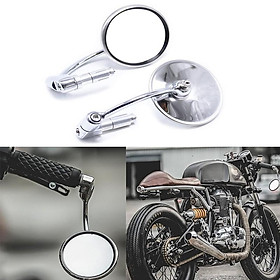 Gương chiếu hậu tròn phổ quát Chrome Thanh gương cuối cho xe máy Chopper Xe tay ga Cafe Racer Phụ kiện