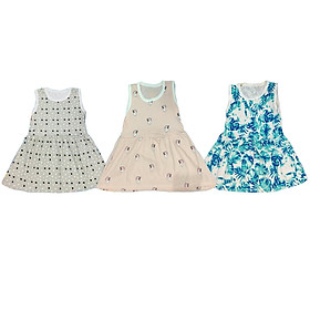 Combo 2-3-5 váy ba lỗ bé gái từ 1-5 tuổi chất cotton thoáng mát mùa hè (8-25kg)-Giao mầu ngẫu nhiên