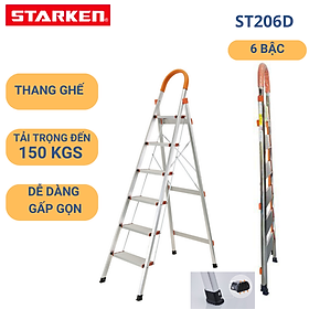 Mua Thang ghế nhôm 6 bậc STARKEN ST206D tải trọng 150kgs- Hàng chính hãng bảo hành 18 tháng