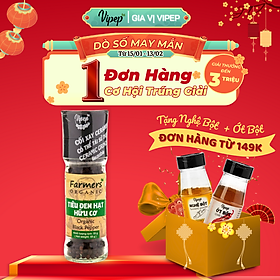 Tiêu Đen Hạt Farmers' Organic Cối Xay Vipep Hũ Thủy Tinh 55g