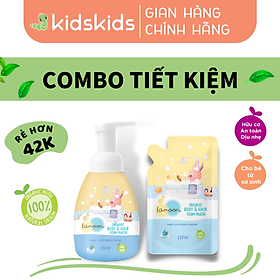 COMBO Sữa tắm gội Organic cho bé từ sơ sinh dạng bọt Lamoon dạng Bình