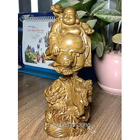 Tượng phật di lặc trấn ghê bằng gỗ bách xanh thơm nức kt 20×8×6cm 