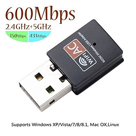 [Có sẵn] Nâng cấp WiFi 5G dễ dàng với USB WIFI, card mạng usb, 600Mbps hai băng tầng 2.4 / 5GHz,cho máy bàn PC và laptop - Hàng nhập khẩu