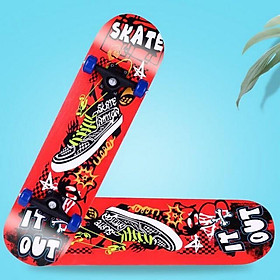 Ván trượt Skate It-Out 80cm  Màu đỏ in hình đôi giày