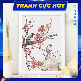 Mua Tranh Tô Màu Theo Số Licopen - Tranh Hoa Đào Hỷ Tước - MS132