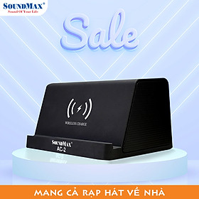 SoundMax Loa Bluetooth AC-2 Tích Hợp Sạc Không Dây Cho Điện Thoại Hỗ Trợ TF USB 128GB Công Suất 10W RMS | Bluetooth Speaker SoundMax AC2 With Wireless Charging - Hàng Chính Hãng