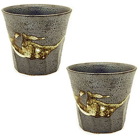 Bộ 2 cốc uống men sần họa tiết cổ xưa - Hàng nội địa Nhật