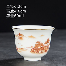 Mua Chén Uống Trà Bằng Sứ Trắng Cảnh Đức  Miệng Chén Có Viền Vàng 60 ml