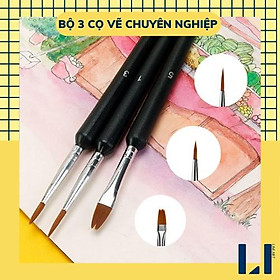 Bộ 3 cọ vẽ màu nước, màu acrylic, sơn dầu, gouache, tô tranh số hóa,...