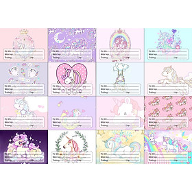 Nhãn vở set 32 nhãn vở quả bơ. gấu thỏ line . 3 anh em nhà gấu, ngựa pony