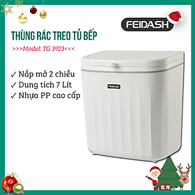 Thùng Rác Treo Tủ Bếp Có Nắp Đậy Thông Minh, Thùng Rác Treo Tường Dán Tường Có Thanh Treo Cửa Tủ Bếp FEIDASH - Hàng Chính Hãng - TG3923 (7L)