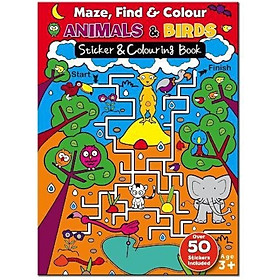 Maze Find And Colour Book - Animals & Birds