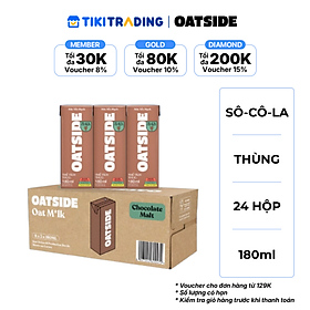 Thùng 24 hộp Sữa yến mạch OATSIDE vị Sô-cô-la Lúa Mạch 180ML