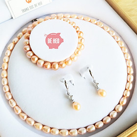 Bộ trang sức ngọc trai nuôi nước ngọt 3 món - Tặng quà - Trang sức Bé Heo BHB180