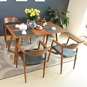 Bộ bàn ăn mặt gỗ kèm 4 ghế cao cấp BAMSF07 Juno Sofa Kích thước 1m4 x 80cm