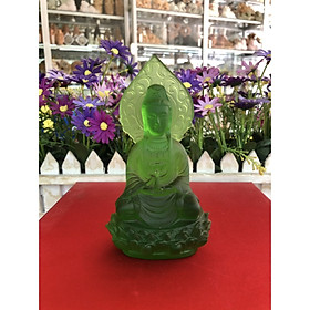 Mua Tượng Phật Bà Quan Quan Âm đá thạch anh lưu ly nhiều màu trang trí taplo xe ô tô  xe hơi  bàn làm việc - Cao 11 cm