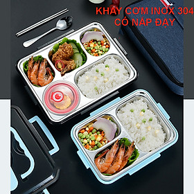Mua Khay Đựng Cơm Văn Phòng  Inox 304 5 Ngăn Có Nắp Đậy Tiện Dụng - Hâm Thức Ăn Trong 5p