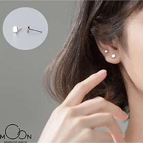Khuyên tai bạc bông tai bạc nữ hình lục giác lục lăng đơn giản cá tính đẹp moonsilver