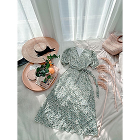 Đầm Hoa Xoè Dáng Maxi Tay Bo Dễ Thương - M