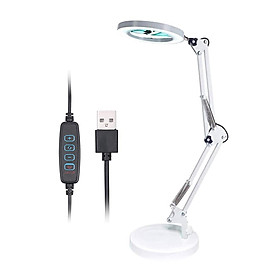 Magnifying Glass Magnifier with 64 LEDs Desk Light Table Lamp 8X Magnification 10 Levels Adjustable Brightness Dimmable