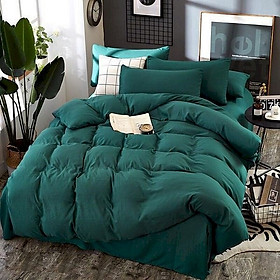 Bộ chăn ga gối cotton đũi cao cấp CD1M - Ngọc Lục Bảo