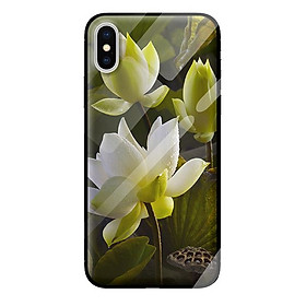 Ốp lưng kính cường lực cho iPhone X HOA SEN 1 - Hàng chính hãng