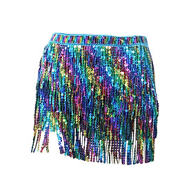 Sequin Tassel Skirt Sparkly Hip Scarf for Dancing Practice Performance Rumba