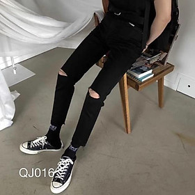 Quần jean nam đen form chất cực đẹp jean xả lai body  Jean co giãn