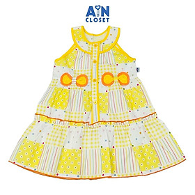 Đầm bé gái hoạ tiết Hoa Chắp Vá Vàng Cotton - AICDBGOT3OY2 - AIN Closet