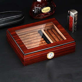 Mua LUBINSKI SY2 - Hộp Cigar Gỗ Tuyết Tùng  Có Khay Giữ Ẩm Và Đồng Hồ Đo Ẩm  (Tủ Mini Bảo Quản Humidor)