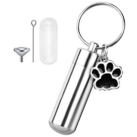Stainless Steel Pet Urns Cylindrical Memorial Jewelry ash Container Key Rings ash Holder Metal Bottle Cremation Urn for Dogs Cats ash