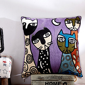 Mua Vỏ Gối sofa trang trí phòng khách linen thêu tranh Van Gogh