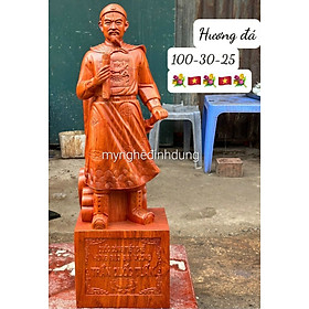 Tượng trần quốc tuấn bằng gỗ hương đá kt cao 100×30×25cm 
