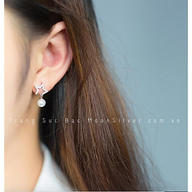 Khuyên tai bạc khoen sao 5 cánh