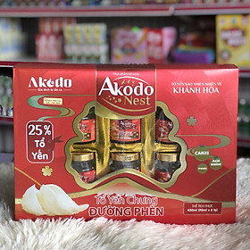 Yến Sào Akodo đường phèn 25% yến hộp 6 hũ 420ml