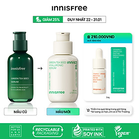 [Made in Korea] Tinh chất innisfree Green Tea Seed Hyaluronic Serum 2023 Nano 5 loại HA cấp nước tức thì cho da 80mL