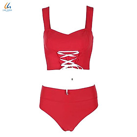 Bộ đồ bơi hai mảnh nữ Lan Hạnh áo hai dây quần sịp Đỏ sẫm 20066-DO202