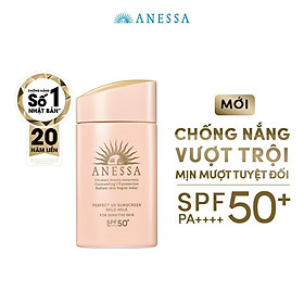 Kem chống nắng dưỡng da dạng sữa dịu nhẹ cho da nhạy cảm và trẻ em Anessa SPF 50+ PA++++ 60ml