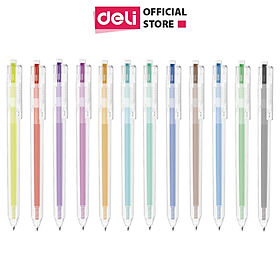Hình ảnh Bút gel bấm ngòi 0.5mm nhiều màu Deli - Độ dài mực lên tới 1000m - 12 màu mực - 1 chiếc - EG118