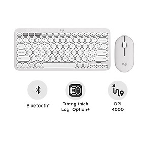Logitech Pebble 2, Bàn phím Bluetooth Logitech K380s và chuột Bluetooth Logitech M350s - Yên tĩnh, Di động, Easy-Switch- hàng chính hãng