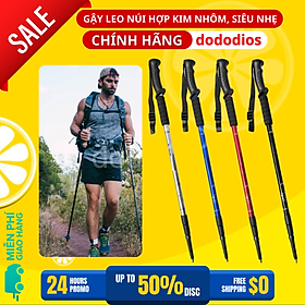 Gậy Leo Núi Hợp Kim Nhôm, siêu nhẹ 230g, gấp gọn 30cm tiện lợi đem theo đi dã ngoại, trekking, phượt - Hãng dododios - Đỏ