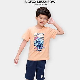 Bộ cộc tay bé trai Hàn Quốc size đại Bigfox Miss Meow mặc hè vải cotton thoáng mát in Tê giác cỡ 3-11 tuổi 30kg 35kg - 135cm, 31-34kg (9) - 23H BỘ BT CỘC CAM TÊ GIÁC
