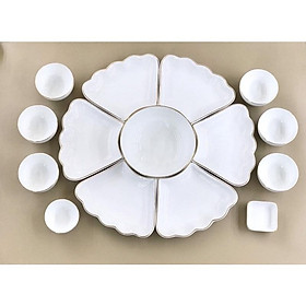 Mua Bộ bát đĩa hoa mặt trời  viền vàng. Gốm sứ cao cấp.