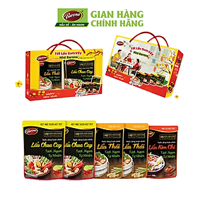 Hộp Xuân Nước Dùng Hoàn Chỉnh Barona 180g, 2 gói Lẩu Thái, 2 gói Lẩu Chua Cay, 1 gói Lẩu Kim Chi