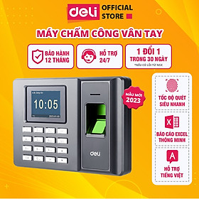 Máy Chấm Công Quét Vân Tay Deli Chính Hãng - Hàng Chính Hãng - Có Tiếng Việt Màn Hình 2.4 Inch Kết Nối USB Báo Cáo Excel ES151/ ES152Thông Minh 