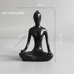 Tượng yoga thiền nhiều tư thế màu trắng đen sang trọng ý nghĩa - Đen - Ngồi  thiền | CẢNH ĐÔNG | Tiki