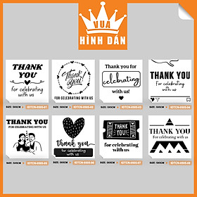 Set 50/100 sticker THANK YOU FOR CELEBRATING WITH US 5x5cm - nhãn dán gói hàng, quà lưu niệm 4.006